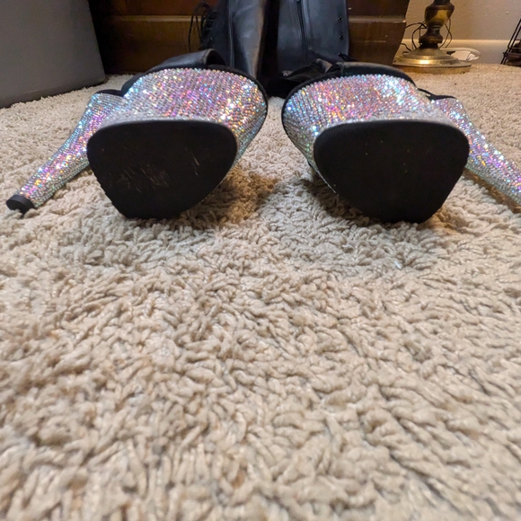 Pleaser Bejeweled Platform Thigh High Boots - Picture 3 of 5